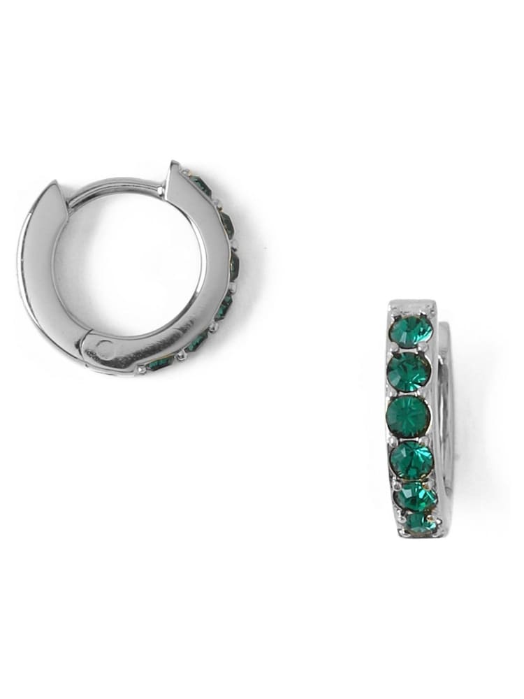 Orelia London Emerald Huggie Hoop Earrings Made With Swarovski® Crystals - Image 1 of 2