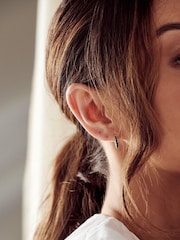 Orelia London Emerald Huggie Hoop Earrings Made With Swarovski® Crystals - Image 2 of 2