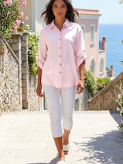 Roman Pink Contrast Button Detail Shirt - Image 1 of 4