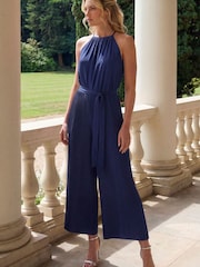 Mono halter liso con diseño plisado de Roman - Imagen 2 de 4