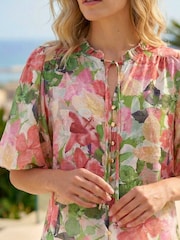 Roman Floral Gathered Blouse - 圖片 2/4