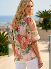 Roman Floral Gathered Blouse - 圖片 3/4
