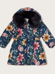 Monsoon Blue Sketchy Floral Padded Coat - Image 1 of 2