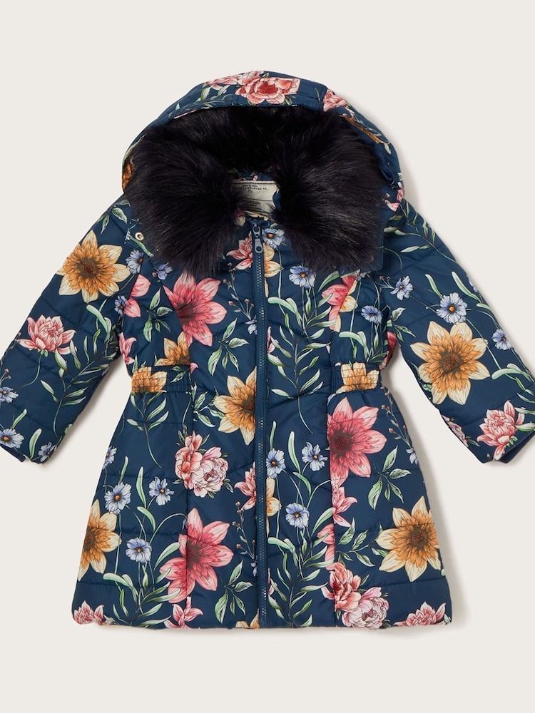 Monsoon Blue Sketchy Floral Padded Coat - Image 1 of 2