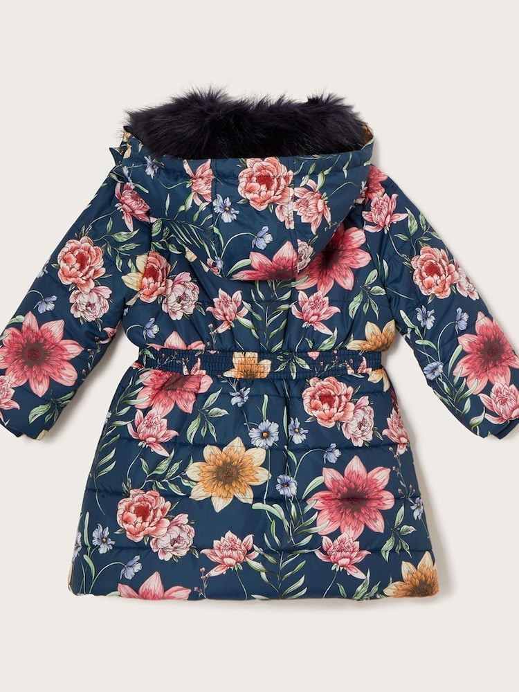 Monsoon Blue Sketchy Floral Padded Coat - Image 2 of 2