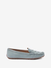 Blue Regular/Wide Fit Forever Comfort® Leather Weave Driver Shoes - Image 3 of 7