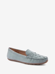Blue Regular/Wide Fit Forever Comfort® Leather Weave Driver Shoes - Image 4 of 7