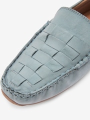 Blue Regular/Wide Fit Forever Comfort® Leather Weave Driver Shoes - Image 6 of 7