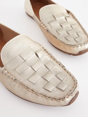 Gold Extra Wide Fit Forever Comfort® Leather Weave Driver Shoes - Image 3 of 4