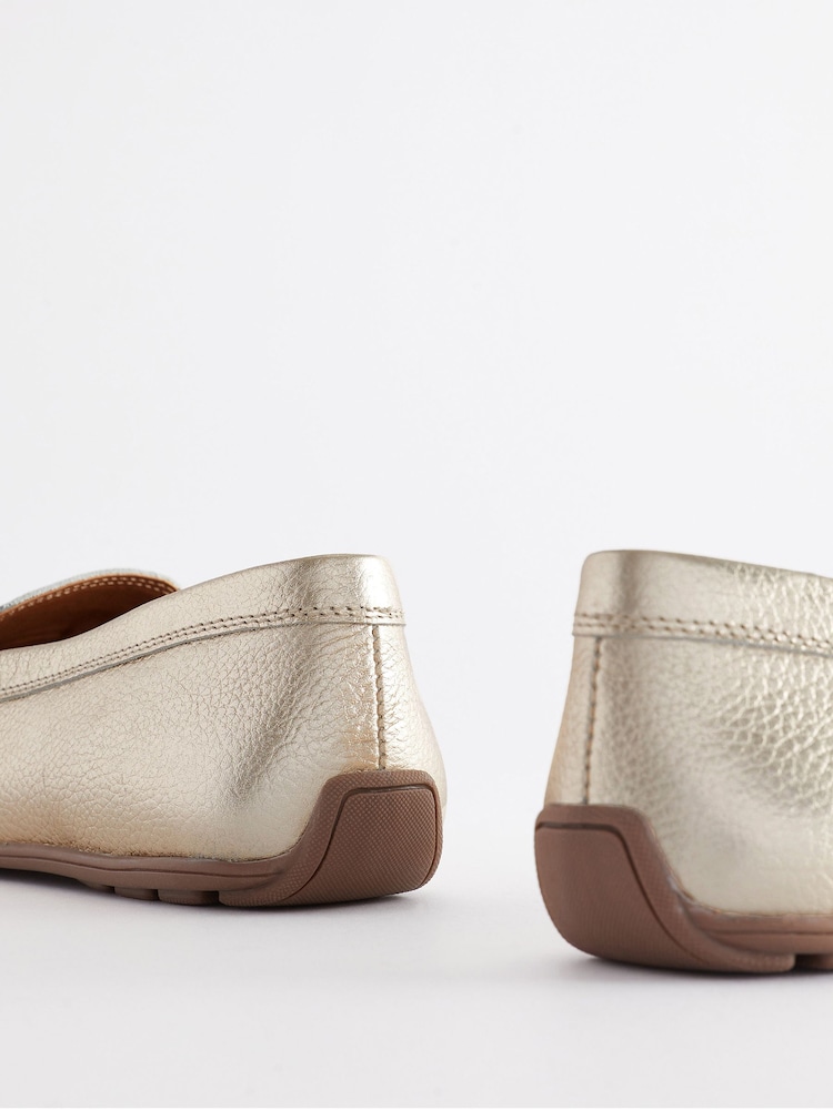 Gold Extra Wide Fit Forever Comfort® Leather Weave Driver Shoes - Image 4 of 4 Gold Extra Wide Fit Forever Comfort® Leather Weave Driver Shoes - Image 4 of 4