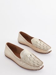 Gold Regular/Wide Fit Forever Comfort® Leather Weave Driver Shoes - Image 1 of 4