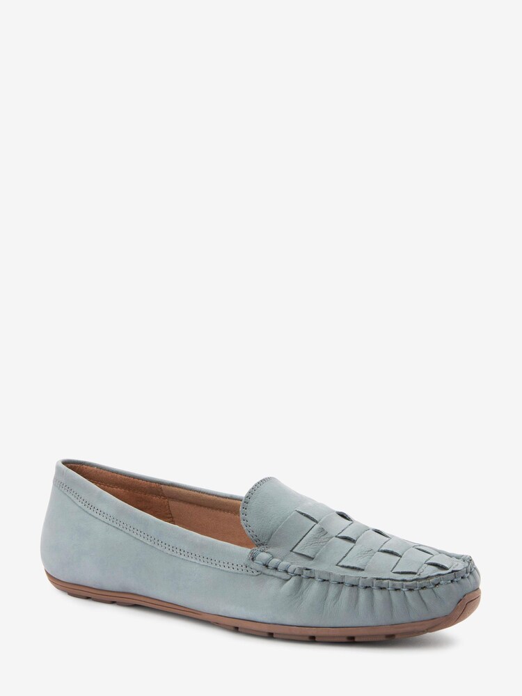 Blue Extra Wide Fit Forever Comfort® Leather Weave Driver Shoes - Image 2 of 5 Blue Extra Wide Fit Forever Comfort® Leather Weave Driver Shoes - Image 2 of 5