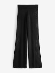 Black Coord Stitch Detail Knitted Beach Trousers - Image 5 of 6