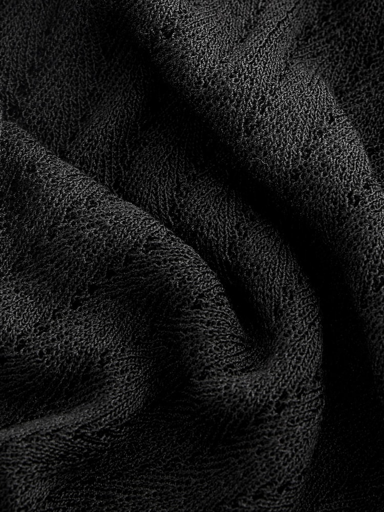 Black Coord Stitch Detail Knitted Beach Trousers - Image 6 of 6