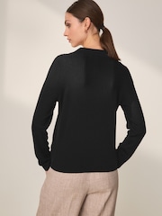 Black Premium Merino Polo Neck Jumper - Image 5 of 8