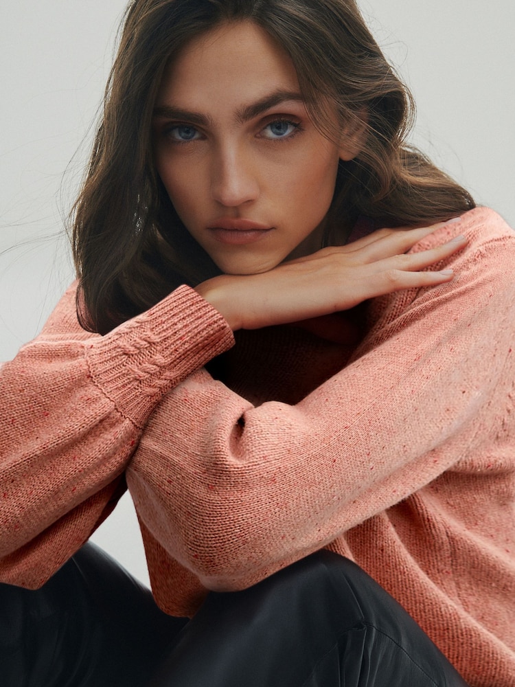 Blush Pink Premium 100% Wool Neppy Jumper - Image 4 of 6