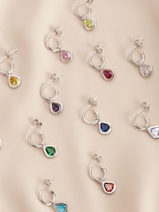Sterling Silver Birthstone Hoop Earrings - Image 1 of 13