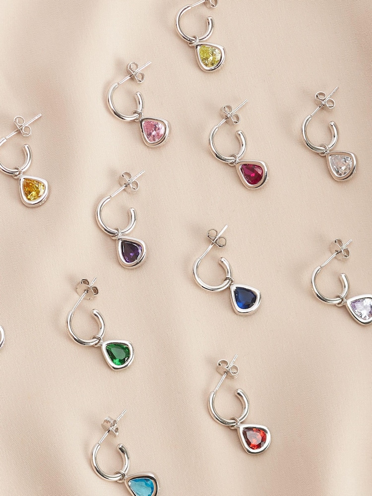 Sterling Silver Birthstone Hoop Earrings - Image 1 of 13