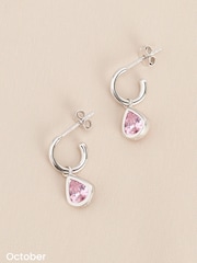 Sterling Silver Birthstone Hoop Earrings - Image 11 of 13