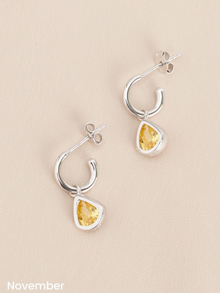 Sterling Silver Birthstone Hoop Earrings - Image 13 of 13
