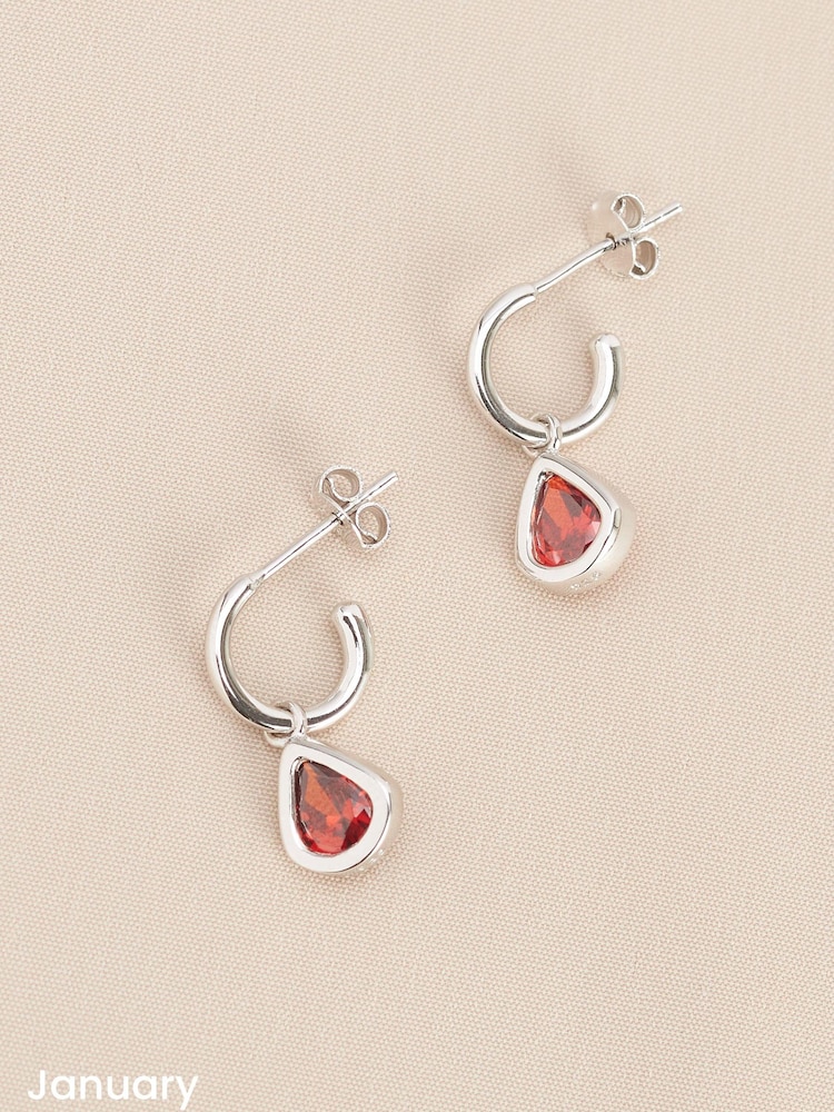 Sterling Silver Birthstone Hoop Earrings - Image 2 of 13