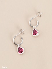 Sterling Silver Birthstone Hoop Earrings - Image 8 of 13