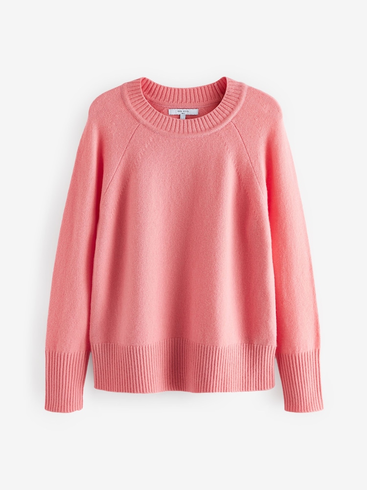 Coral Pink Premium 100% Lambswool Crew Neck Jumper - Image 5 of 7