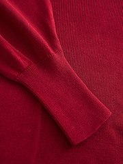 Red Premium Lyocell Deep V-Neck Jumper - Image 6 of 9