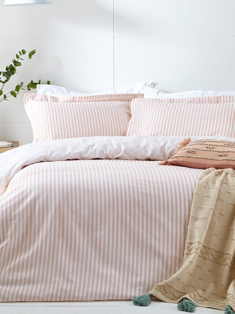 Yard Blush Hebden Striped 100% Cotton Duvet Cover and Pillowcase Set - Image 1 of 4