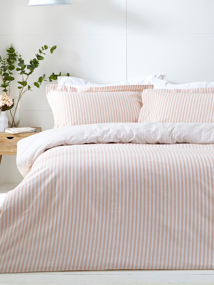 Yard Blush Hebden Striped 100% Cotton Duvet Cover and Pillowcase Set - Image 2 of 4