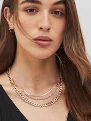 Gold Tone Three Layer Chain Necklace - Image 2 of 4