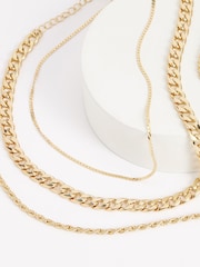Gold Tone Three Layer Chain Necklace - Image 3 of 4