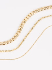 Gold Tone Three Layer Chain Necklace - Image 4 of 4