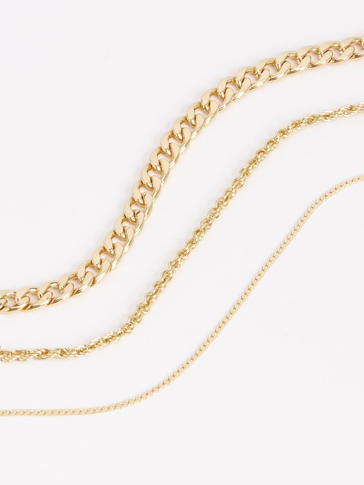 Gold Tone Three Layer Chain Necklace - Image 4 of 4