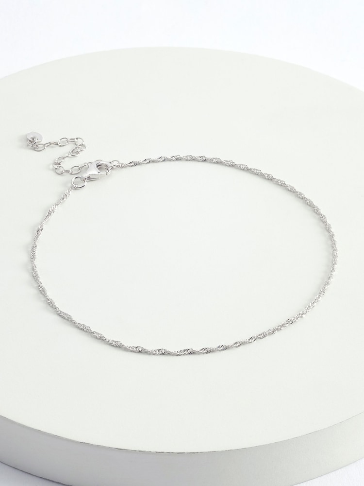 Sterling Silver Twisted Chain Anklet - Image 1 of 10
