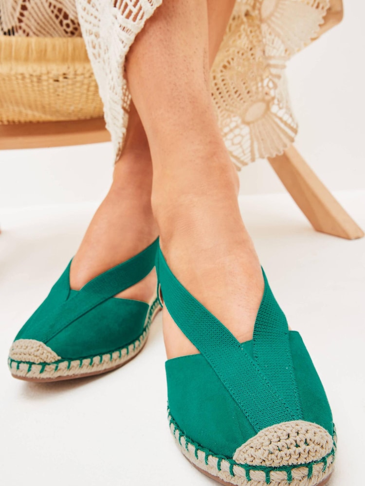 Green Extra Wide Fit Forever Comfort® Elastic Closed Toe Wedges - Image 2 of 7 Green Extra Wide Fit Forever Comfort® Elastic Closed Toe Wedges - Image 2 of 7