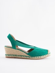 Green Extra Wide Fit Forever Comfort® Elastic Closed Toe Wedges - Image 4 of 7