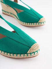 Green Extra Wide Fit Forever Comfort® Elastic Closed Toe Wedges - Image 5 of 7