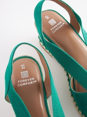 Green Extra Wide Fit Forever Comfort® Elastic Closed Toe Wedges - Image 6 of 7