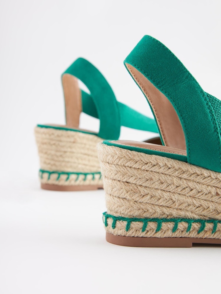 Green Extra Wide Fit Forever Comfort® Elastic Closed Toe Wedges - Image 7 of 7