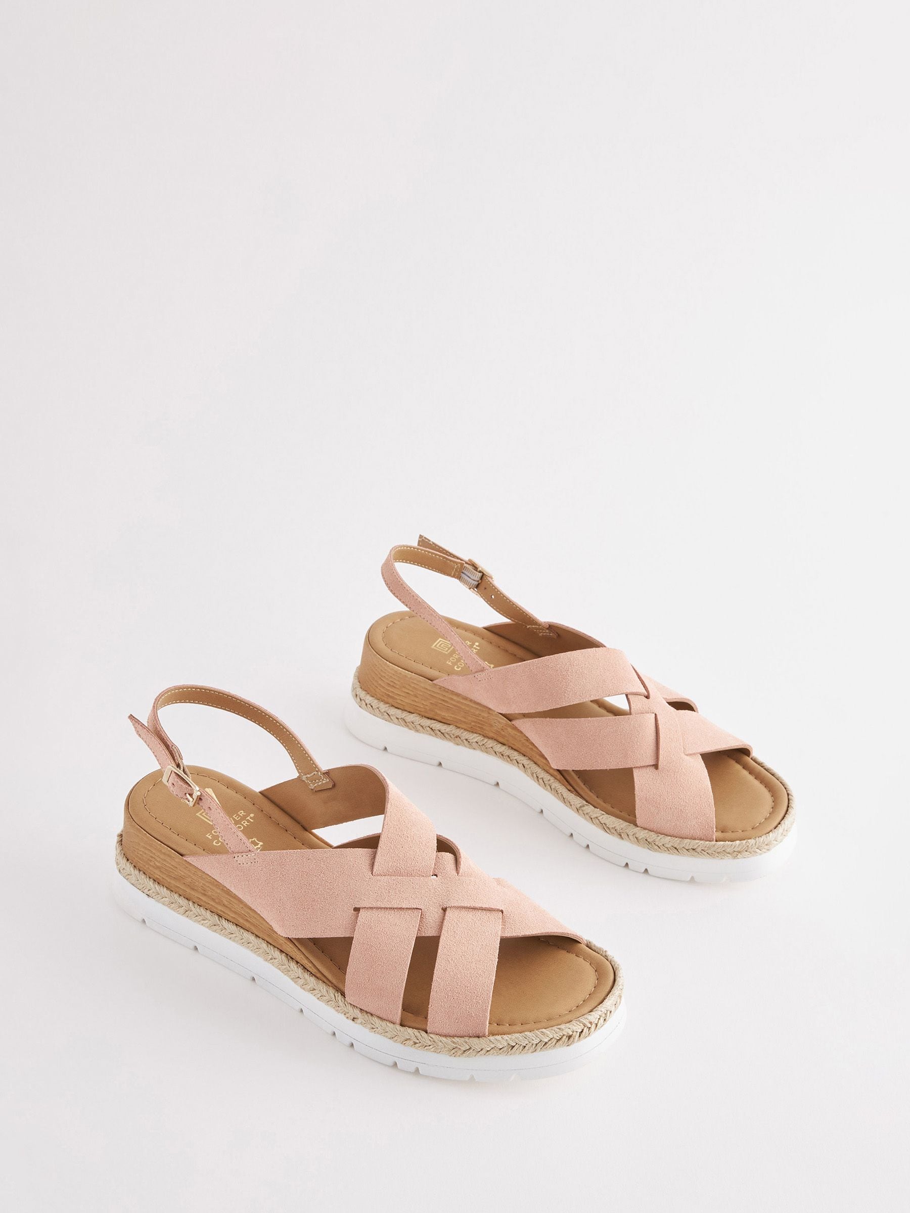 Buy Pink Extra Wide Fit Forever Comfort Extra Wide Fit Sports Crossover Wedges from Next Luxembourg