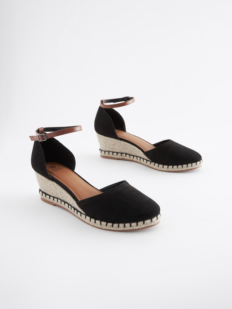 Buy Black Extra Wide Fit Forever Comfort® Closed Toe Wedges from - Main Image