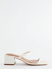 Bone White Extra Wide Fit Forever Comfort® Two Band Block Heel Mules - Image 2 of 5