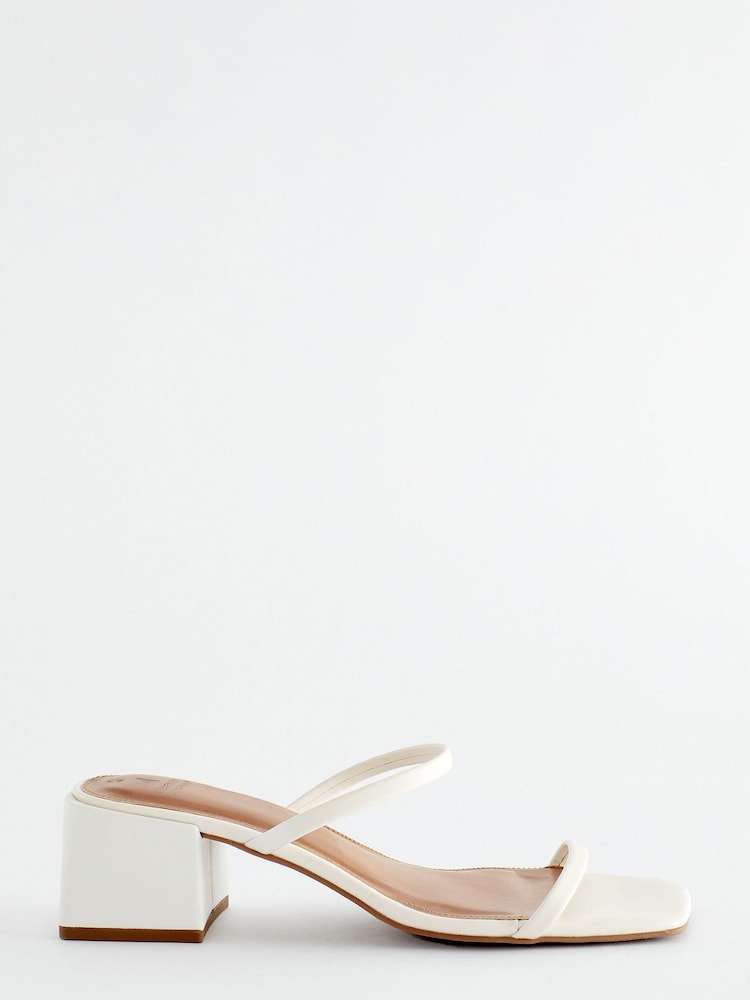 Bone White Extra Wide Fit Forever Comfort® Two Band Block Heel Mules - Image 2 of 5