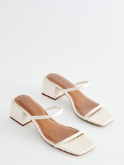 Bone White Extra Wide Fit Forever Comfort® Two Band Block Heel Mules - Image 3 of 5