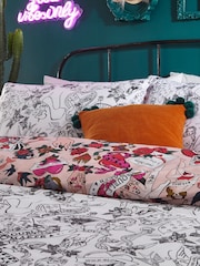 furn. Pink Inked Tattoo Inspired Reversible Duvet Cover and Pillowcase Set - Image 3 of 3