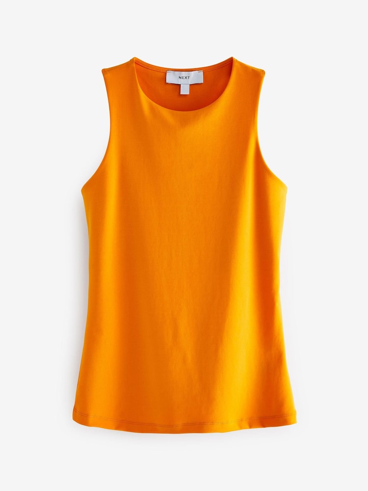 Orange Fitted Seamless Round Neck Stretch Vest - Image 6 of 6 Orange Fitted Seamless Round Neck Stretch Vest - Image 6 of 6