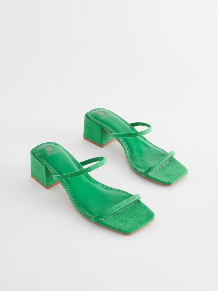 Green Extra Wide Fit Forever Comfort® Two Band Block Heel Mules - Image 1 of 5 Green Extra Wide Fit Forever Comfort® Two Band Block Heel Mules - Image 1 of 5