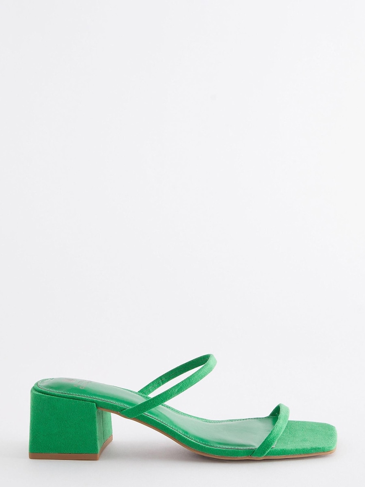 Green Extra Wide Fit Forever Comfort® Two Band Block Heel Mules - Image 2 of 5 Green Extra Wide Fit Forever Comfort® Two Band Block Heel Mules - Image 2 of 5