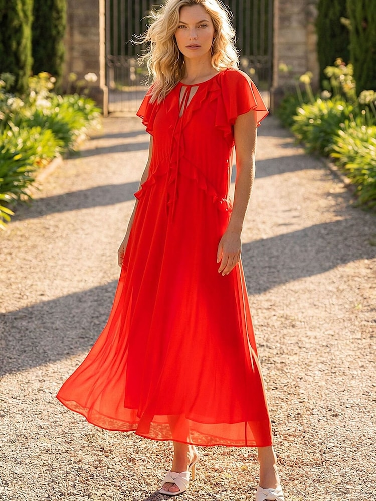 Roman Red Frill Detail Maxi Dress - Image 1 of 4 Roman Red Frill Detail Maxi Dress - Image 1 of 4